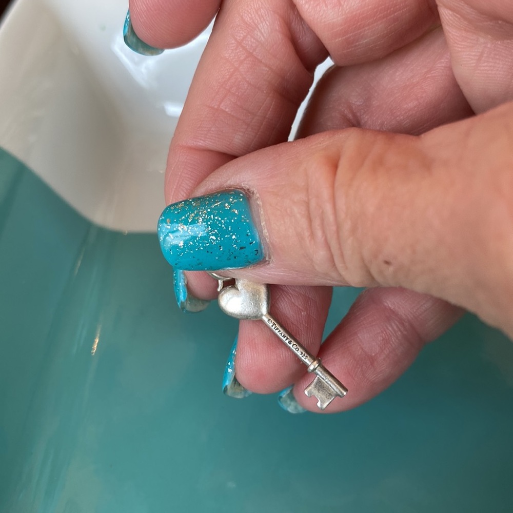 Tiffany & Co Silver baby pink enamel Key Pendant Charm for Necklace or Bracelet - Picture 2 of 10